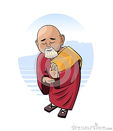 Buddhist monk in mental concentration Vector Illustration