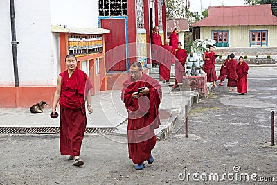 Buddhist monks at the Phodong Monastery, Gangtok, Sikkim, India Editorial Stock Photo