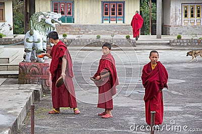 Buddhist monks at the Phodong Monastery, Gangtok, Sikkim, India Editorial Stock Photo
