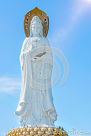 Buddhist Park, open space, many statues and beautiful places on the island of Sanya. Stock Photo