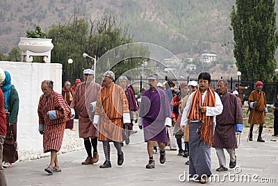 Buddhist pilgrims, Thimphu, Bhutan Editorial Stock Photo