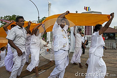 Buddhist pilgrims to Anuradhapura in Sri Lanka. Editorial Stock Photo