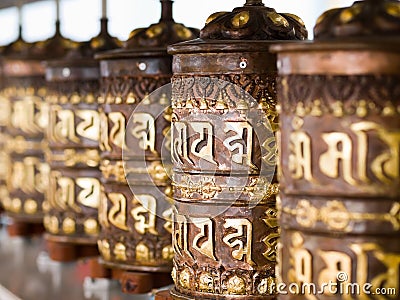 Buddhist Prayer Wheels Stock Photo