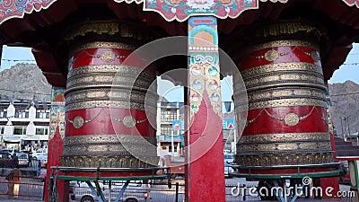 Buddhist prayer wheels Editorial Stock Photo