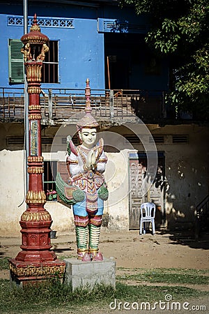 Buddhist religious statue at Wat Svay Andet Pagoda in Cambodia Stock Photo