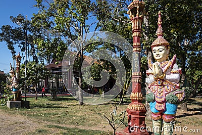 Buddhist religious statue at Wat Svay Andet Pagoda in Cambodia Editorial Stock Photo