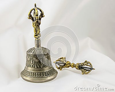 Buddhist Sacred Spiritual Tibetan Bell and Dorje Stock Photo