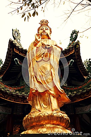 Mercy Goddess buddha statue Guanyin Bodhisattva Stock Photo