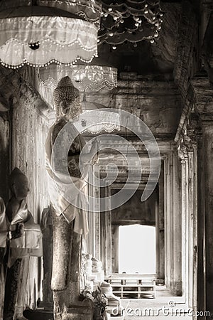 Buddhist statues at Angkor Wat Stock Photo