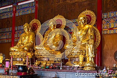 Buddhist Statues in Chinese Temple Thailand Stock Photo