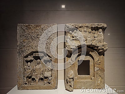 Buddhist Stone Carvings in Nanjing Museum, China Editorial Stock Photo