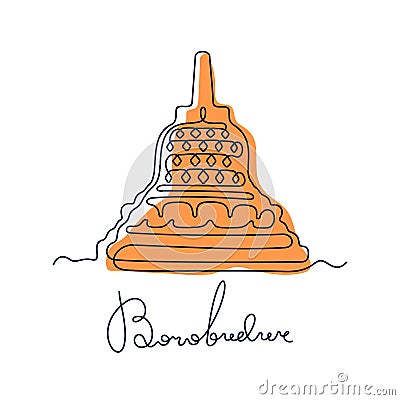 Buddhist stupa, Borobudur Temple, Indonesia Vector Illustration