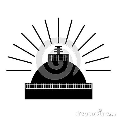 Buddhist stupa with rays Stock Photo