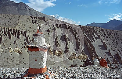 Buddhist stupa in Upper Mustang. Stock Photo