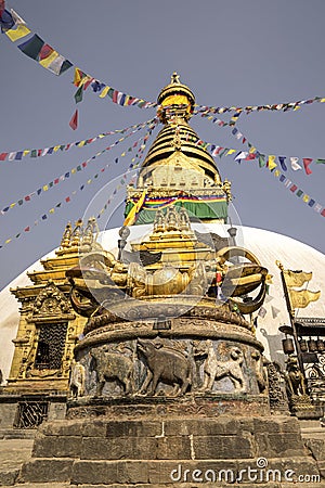 Buddhist stupa and vajra in Swayambunath temple Stock Photo