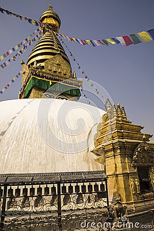 Buddhist stupa and vajra in Swayambunath temple Stock Photo