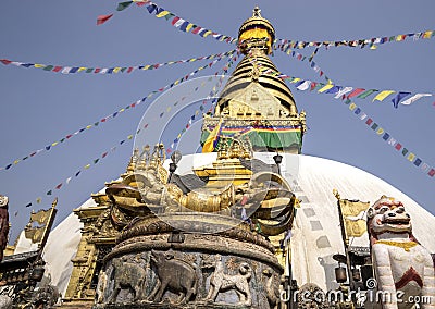 Buddhist stupa and vajra in Swayambunath temple Stock Photo