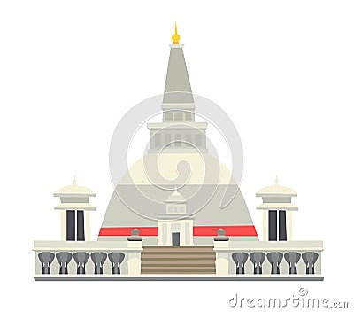 Buddhist stupa vector illustration. Historic famous temple Vector Illustration