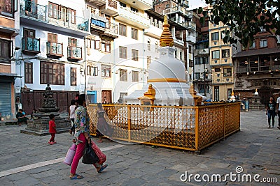Buddhist Stupas in Itum Bahal Editorial Stock Photo