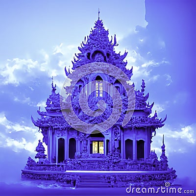 Buddhist temple in the evening, Thailand. 3D rendering generative AI Stock Photo