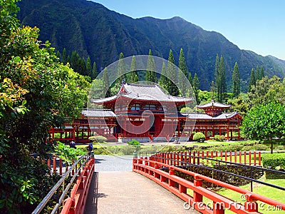 Buddhist Temple, Oahu, Hawaii Stock Photo