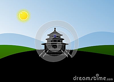 Buddhist temple. Vector Illustration