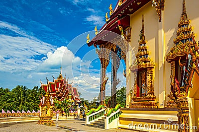 Buddhist temple Wat Laem Suwannaram, in Koh Samui island Stock Photo