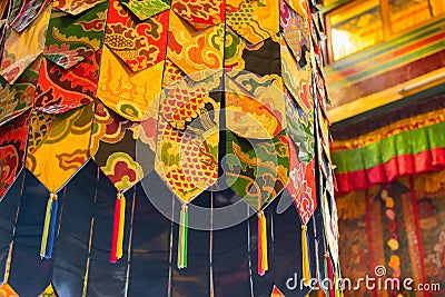 Buddhist thangka - at Ralong, Sikkim, India Stock Photo