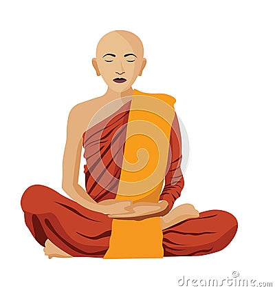 Buddhist tibetan monk meditation isolated Stock Photo