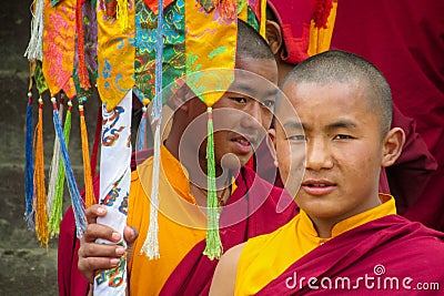 Buddhist young monks in Nepal monastery Editorial Stock Photo