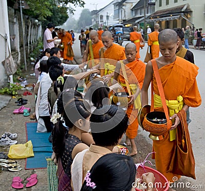Buddhistic monks in Luang Prabang, Laos Editorial Stock Photo