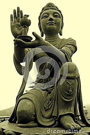 Buddhistic Statue Tian Tan Buddha on Lantau Hong Kong. Stock Photo