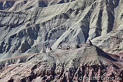 Buddhistic stupas (chorten) in the Himalayas Stock Photo