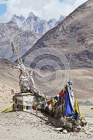 Buddhistic stupas (chorten) in the Himalayas Stock Photo