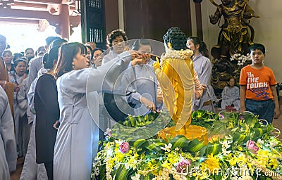 Buddhists celebrating the Buddha birthday Editorial Stock Photo