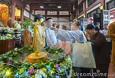 Buddhists celebrating the Buddha birthday Editorial Stock Photo