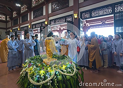 Buddhists celebrating the Buddha birthday Editorial Stock Photo