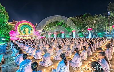 Buddhists female oriented festival stage chickened Buddha Amitabha Editorial Stock Photo