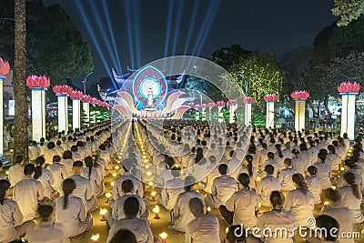 Buddhists pray Buddha Amitabha chickened oriented festival stage Editorial Stock Photo