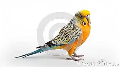 Beautiful Budgerigar With Stripes And Copper Orange Color Stock Photo