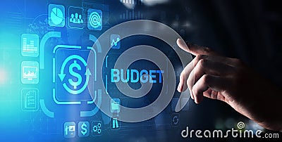 Budget accounting financial technology concept on virtual screen. Stock Photo