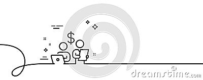 Budget accounting line icon. Money investment sign. Continuous line with curl. Vector Stock Photo