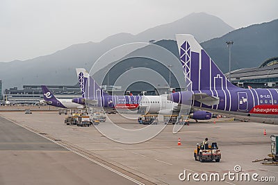 Budget airline HK Express airbus a320 Hong Kong International Airport, Hong Kong, 20 january 2024 Editorial Stock Photo