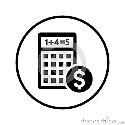 Budget Calculation icon / black color Vector Illustration