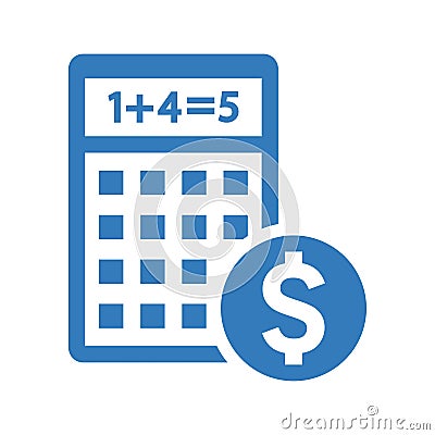 Budget Calculation icon / blue color Vector Illustration