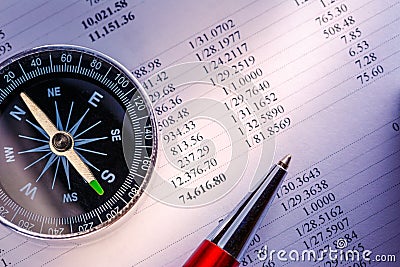 Budget, compass and pen Stock Photo