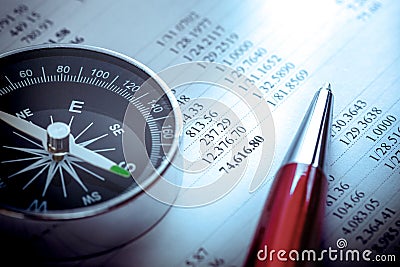 Budget, compass and pen Stock Photo