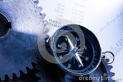 Budget, compass and ratchets Stock Photo