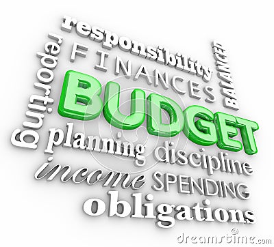 Budget 3d Word Collage Planning Finances Spending Saving Money Stock Photo