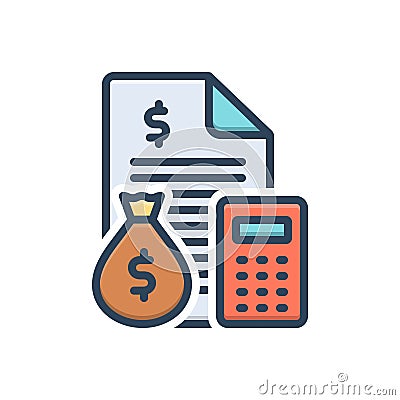 Color illustration icon for Budget, money and financial Cartoon Illustration
